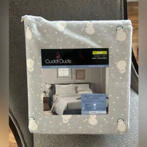 Cuddl Duds Flannel King Snowmen sheet set